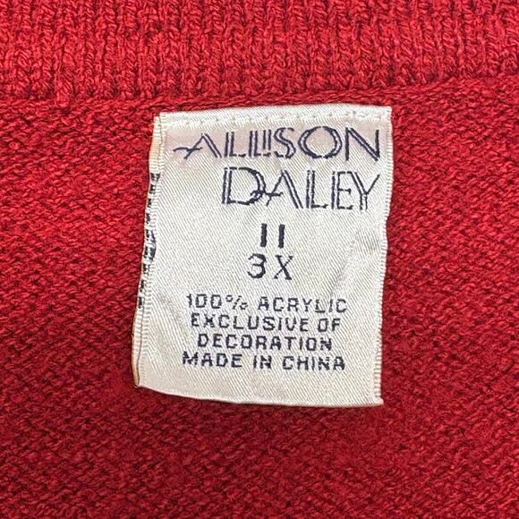 Allison Daley Embellished Cats Knit Red Sweater Vest Womens Plus Size 3X - Picture 3 of 11